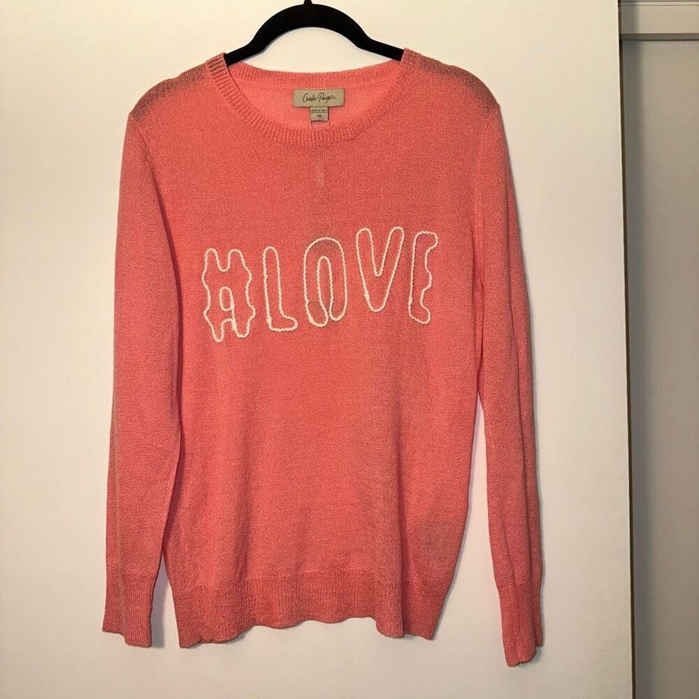 Charlie Paige Women’s #Love Pink White Sweater Small NWT